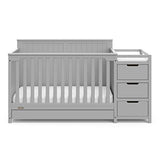 Graco Hadley 5-in-1 Convertible Crib & Changer – GREENGUARD Gold Certified, Fits Standard Crib Mattress, Converts to Toddler Bed and Full Bed, 4 Adjustable Mattress Heights (Pebble Gray)