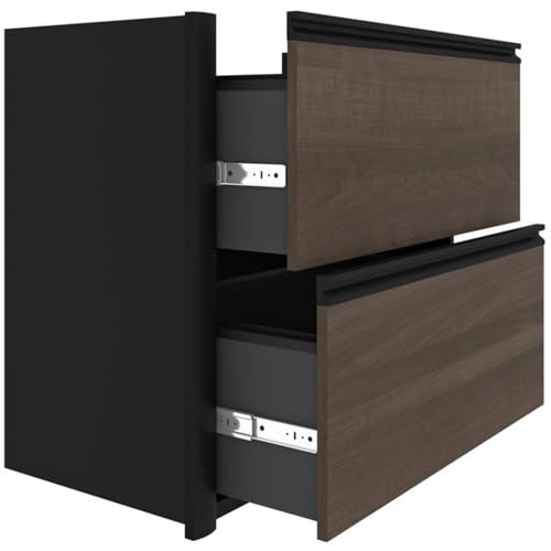 Atlin Designs Contemporary 5 Piece Wood U Shaped Computer Desk in Antigua/Black Atlin Designs
