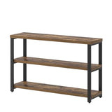 EXCEFUR Industrial Metal & Wood Console Tables for Living Room, Entryway Table with 3 Tier Storage Shelves, Sofa Hallway Table Behind Couch, Rustic Brown, 47 Inch EXCEFUR