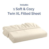 Twin XL Fitted Bed Sheet - Bottom Single Fitted Sheet Only - Ultra-Soft Hotel Luxury Bedding w/ 8-16 Inch Deep Pockets - Breathable & Wrinkle Free - Easy-Care, Fade and Shrink Resistant - Off White CGK Unlimited