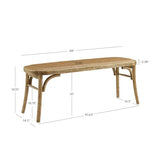 Linon Hank Natural Bentwood Bench with Natural Woven Rattan Seat Linon