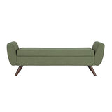HomePop Modern Storage Bench with Wood Legs Home Décor|Bench with Storage for Living Room & Bedroom - Olive Green Woven HomePop