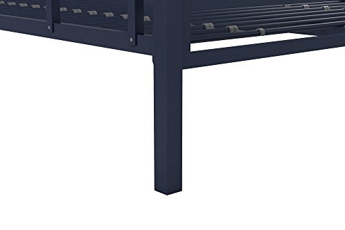 Novogratz Maxwell Twin-Over-Full Metal Bunk Bed with Ladder and Guardrails, Navy Blue