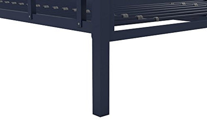 Novogratz Maxwell Twin-Over-Full Metal Bunk Bed with Ladder and Guardrails, Navy Blue