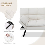 Opoiar 71-Inch Futon Sofa Bed, Convertible Guest Bed & Loveseat | Cozy Faux Leather with Adjustable Positions for Welcoming Living Rooms - White Opoiar