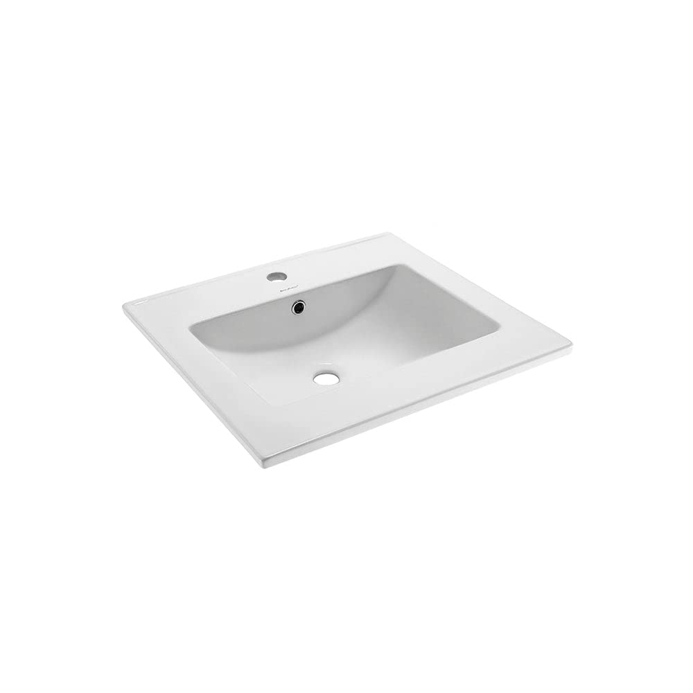 Swiss Madison Drop In Ceramic Well Made Forever Swiss Madison SM-VT324 Vanity Top, 18.5"D x 24.25"W x 6.75"H, Glossy White Swiss Madison