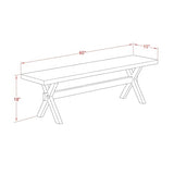 East West Furniture X-Style Modern Dining Table Bench with Wood Seat, 60x15x18 Inch, XB626 East West Furniture