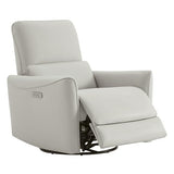 CHITA Power Recliner Chair Swivel Glider, FSC Certified Upholstered Faux Leather Living Room Nursery Reclining Sofa Chair with Lumbar Support, Cream