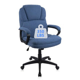 CLATINA Cloth Office Chair Fabric Desk Chair, Adjustable Height Rolling Swivel Executive Chair with Padded Armrests and Wheels, Mid Back Ergonomic Computer Task Chair for Home Office, Blue, 350 LBS CLATINA