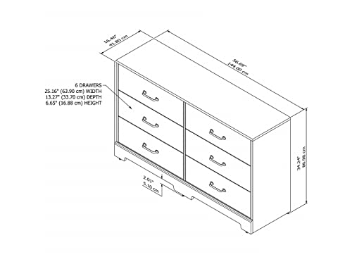 Bush Furniture Bedroom River Brook 6 Drawer Dresser, Barnwood Bush Business Furniture