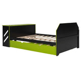 Harper & Bright Designs Full Size Gaming Platform Bed with Desk and Trundle, Wooden Daybed Frame with USB (Green) Harper & Bright Designs