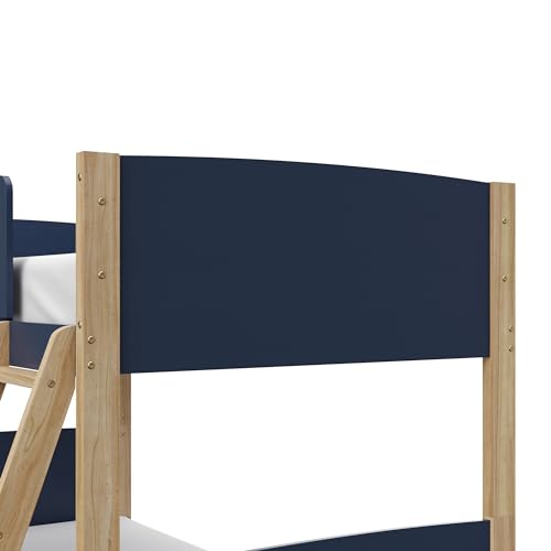 Storkcraft Next Delray Twin-Over-Twin Convertible Bunk Bed (Midnight Blue with Natural) – Modern, Stylish, 2-Tone Bunk Bed for Kids Bedroom