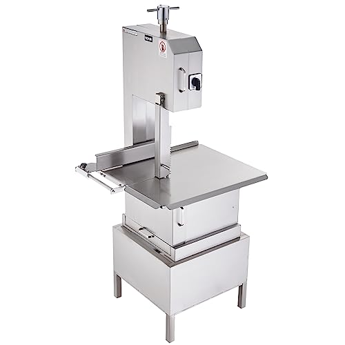 VEVOR Commercial Electric Meat Bandsaw, 2200W Stainless Steel Vertical Bone Sawing Machine, Workbeach 24.4" x 20.5", 0.16-8.7 Inch Cutting Thickness, Frozen Meat Cutter with 6 Blades for Rib  - WoodArtSupply