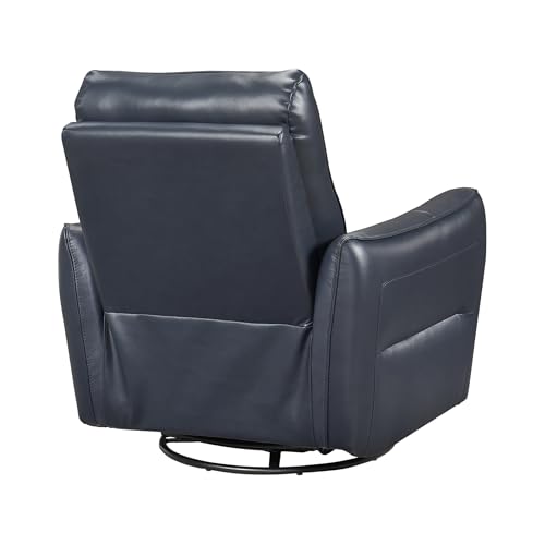 Lexicon Swivel Glider Reclining Chair, Top Grain Leather Match Manual Recliner, Comfy Nursery Glider Recliner, Swivel Reclining Chair for Living Room/Office/Bedroom/Apartment, Dark Blue Lexicon