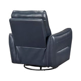 Lexicon Swivel Glider Reclining Chair, Top Grain Leather Match Manual Recliner, Comfy Nursery Glider Recliner, Swivel Reclining Chair for Living Room/Office/Bedroom/Apartment, Dark Blue Lexicon