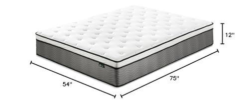 ZINUS 12 Inch True Support Hybrid Mattress [New Version], Full, Fiberglass Free, Medium Feel, Motion Isolation, Certified Safe Foams & Fabric, Mattress in A Box ZINUS