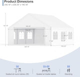 Kecreque Carport 20x20 Party Tent Heavy Duty Canopy Waterproof Outdoor Storage Shelter Portable Garage w/Removable Sidewall Windows Canopy Tent for Wedding Event Backyard Barbecues Parties, White Kecreque