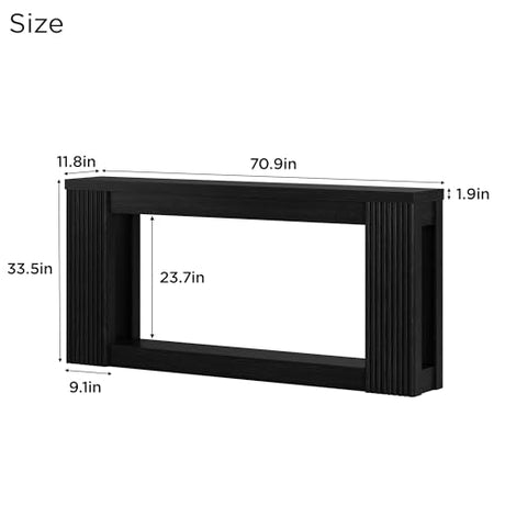 Maupvit Fluted Wooden Console Table with 2 Storage, 71 Inches Rectangular Entryway Table Behind The Couch, Farmhouse Boho Sofa Table for Entrance, Hallway, Living Room (Black) Maupvit