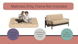 Royal Sleep Products by The Futon Factory 12 inch Foam Futon Mattress - Solid Khaki Cover - Full Size - CertiPUR Certified Foams - Made in USA - (Frame not Included) Royal Sleep Products