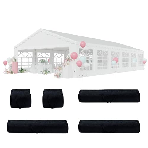 EROMMY 20x40ft Party Tent, Outdoor Wedding Tent, Heavy Duty Large Canopy Carport with Removable Sidewalls, 2 Roll-up Doors, 4 Storage Bags, Gazebo Shelter Tent for Party Event Commercials, White EROMMY
