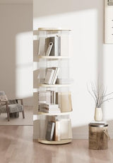 360 Acrylic Rotating Bookshelf for Adults and Kids.4 Tier Clear Tall nightstand,with Multi Layer.Swivel Bookcase for Display.Spinning and Turning revolving Bookshelf Tower. WoodArtSupply