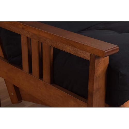 HomeStock Full Size Futon Frame with Mattress - Hardwood Sofa Bed Convertible 79" Suede Black/Without Storage Drawers HomeStock