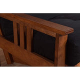 HomeStock Full Size Futon Frame with Mattress - Hardwood Sofa Bed Convertible 79" Suede Black/Without Storage Drawers HomeStock