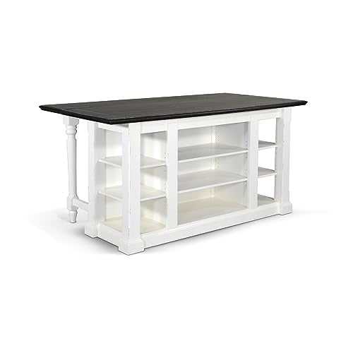 Sunny Designs Carriage House 71.5" Wood Kitchen Island in White/Dark Brown Sunny Designs