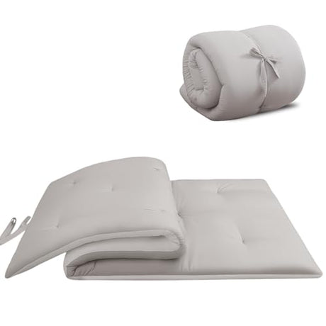 Japanese Floor Mattress, 100% Cotton 2.5" Thicken Foldable Futon Mattress Tatami Mat Sleeping Pad, High Density Foam, Ideal for Comfort and Support, Kids Floor Lounger Pillow Bed Sofa (Light Gray) SCHNAUZER HOME