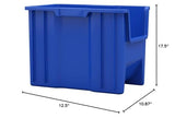 Akro-Mils 13014 Stak-N-Store Heavy Duty Stackable Open Front Plastic Storage Container Bin, (17-1/2-Inch x 11-Inch x 12-1/2-Inch), Blue, (4-Pack) Akro-Mils