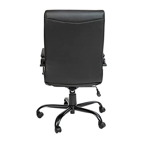 Flash Furniture Whitney High-Back Swivel LeatherSoft Desk Chair with Padded Seat and Armrests, Adjustable Height Padded Office Chair, Black Flash Furniture