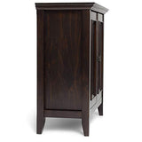 SIMPLIHOME Amherst SOLID WOOD 32 inch Wide Transitional Low Storage Cabinet in Hickory Brown for the Living Room, Entryway and Family Room SIMPLIHOME