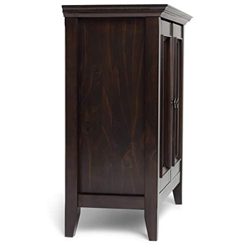 SIMPLIHOME Amherst SOLID WOOD 32 inch Wide Transitional Low Storage Cabinet in Hickory Brown for the Living Room, Entryway and Family Room - WoodArtSupply