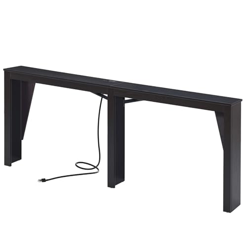 MOHOPE 78.8" Long Console Table with Power Outlets, 7.9" Narrow Sofa Table with USB & Type-C Ports, Skinny Behind Couch Tables with Charging Station, Entryway Table for Hallway, Living Room, Black MOHOPE