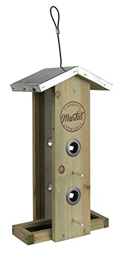 Wild Wings WWGF1-DECO Galvanized Weathered Vertical Cedar Bird Hopper Feeder - WoodArtSupply