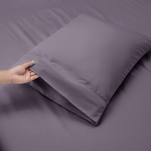Hearth & Harbor Extra Deep Pocket Sheet Sets, Luxury Soft 6 Piece Bed Sheet Set Fits Mattress 18-24 Inches - King, Grayish Purple
