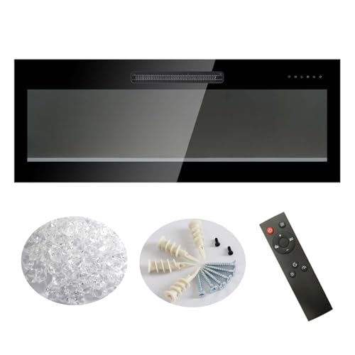 42" Electric Fireplace, Recessed Ultra-Thin Wall Fireplace Heater, Tempered Glass Front Wall Mounted Electric Fireplace with Remote and Multi Color Flame & Emberbed, LED Light Heater (42 inch) MTSVMP
