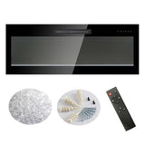 42" Electric Fireplace, Recessed Ultra-Thin Wall Fireplace Heater, Tempered Glass Front Wall Mounted Electric Fireplace with Remote and Multi Color Flame & Emberbed, LED Light Heater (42 inch) MTSVMP
