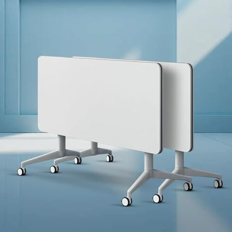 Modular Conference Table, Folding Conference Room Tables with Wheels, Modern Rectangle Training Table with Flip Top, Large Seminar Tables for Office Boardroom Meeting Room (2pack 61in) Generic