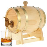Mimoyalaso Wooden Wine Barrel - 1.5L Whiskey Barrel with Tap Pine Wood Beer Barrel Mini Whiskey Barrels for Home Alcohol Distiller Wine Storage Barrel for Wine Beer Brandy Whiskey Tequila Mimoyalaso