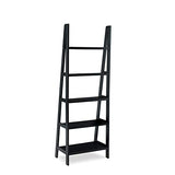 Linon Archdale Black 72" Open Back Ladder Bookshelf with 5 Adjustable Shelves Linon