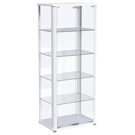 Coaster Home Furnishings Aero 5-Shelf Display Curio Cabinet with LED Lighting White Coaster Home Furnishings