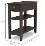ChooChoo Side Table Living Room, Narrow End Table with Drawer and Shelf, 3-Tier Sofa End Table for Small Space, Espresso ChooChoo