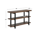Alaterre Furniture Pomona Living Room Collection – 3-Tier Solid Wood Media Console Table with 2 Open Shelves and Metal Legs - Rustic Industrial Farmhouse TV Stand and Storage Console (Rustic Brown) Alaterre Furniture
