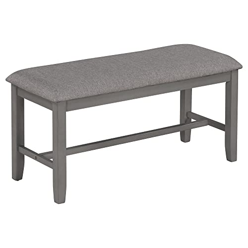 LUMISOL 6-Piece Dining Table Set with Bench for 4-6 People, Including 1 Dining Table, 4 Upholstered Chairs and 1 Bench, Save Space, Dark Grey LUMISOL