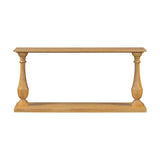 Merax Vintage Console Table with Pine Veneer and Elegance Vase-Leg Design, Sofa Table with Double-Layer Storage for Living Room, Study Room, Entryway Bedroom, Natural Merax