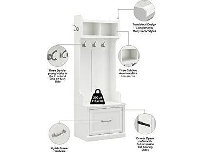 kathy ireland Home by Bush WDL012WAS 69-Inch Entryway Storage Set with 6 Shelves, White Ash - WoodArtSupply