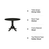 East West Furniture DLT-ABK-TP Dublin Dining Table - a Round Wooden Table Top with Dropleaf & Pedestal Base, 42x42 Inch, Wirebrushed Black East West Furniture