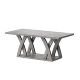 FROMJBEST Farmhouse Coffee Table with Shelf, Wood Coffee Table for Living Room, Open Display Area,47” Grey FROMJBEST