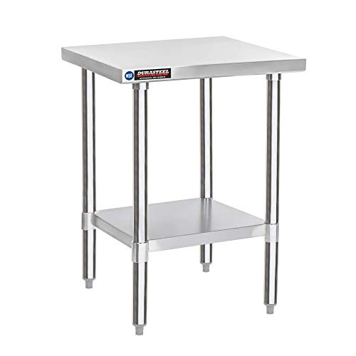 DuraSteel Food Prep Stainless Steel Table - 30 x 18 Inch Commercial Metal Workbench with Adjustable Under Shelf - NSF Certified - For Restaurant, Warehouse, Home, Kitchen, Garage DuraSteel